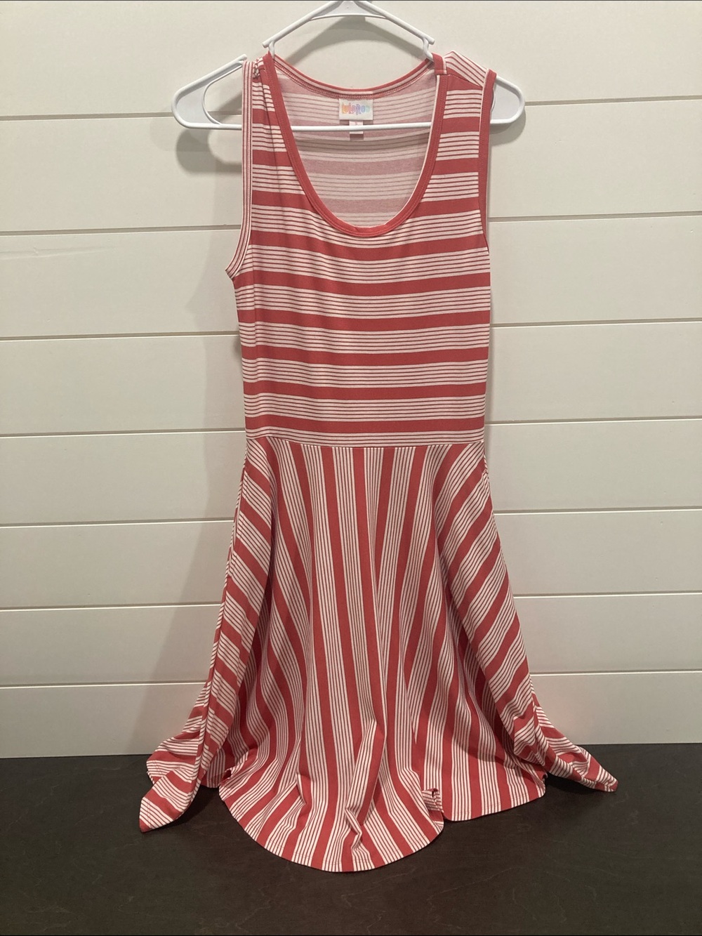 LuLaRoe Nicki Red and White Striped Dress
